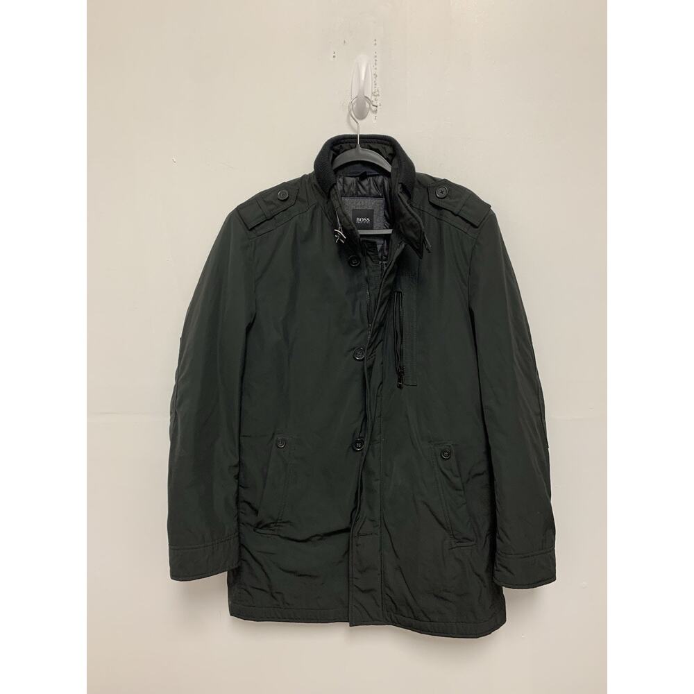 HUGO BOSS Jacket Men M Medium 38R Black Long Overcoat Conaz Coat Nylon Insulated